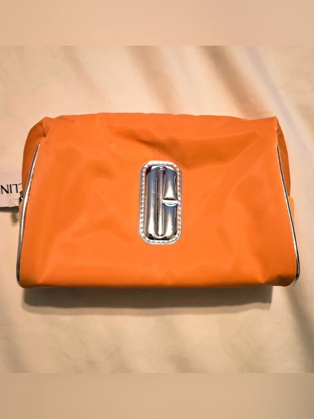Clinique Orange Costmetic Makeup Bag Organization Pouch NWT New With Tag